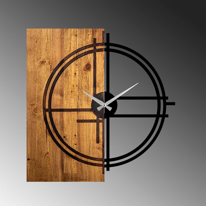 Wallity Reloj de Pared Decorativo de Madera Nogal Claro y Negro